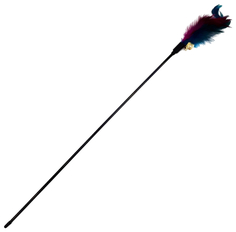 Игрушка для кошек Дразнилка с перьями и бубенчиком 60 см, цвет перьев бордово-голубой No Brand