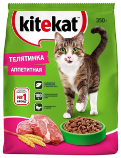 Сухой корм для кошек KiteKat с телятиной 2 шт по 0,35 кг