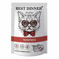 Влажный корм для кошек Best Dinner Мусс сливочный с телятиной, 24 шт по 85 г