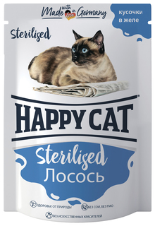 Влажный корм для кошек Happy Cat Лосось в желе для стерилизованных, 100 г