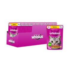 Влажный корм для кошек Whiskas Meaty с курицей в рагу, 28 шт по 75 г
