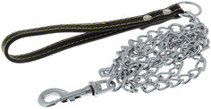 Поводок-цепь для собак Triol SHL3011 с кожаной ручкой, 3 мм х 1,1 м