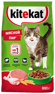 Сухой корм для кошек KiteKat Мясной пир 2 шт по 800 гр