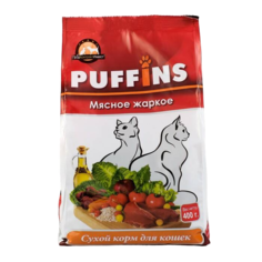 Сухой корм для кошек Puffins мясное жаркое, 400 г
