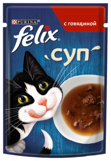 Влажный корм для кошек Felix Суп с говядиной, 48 г