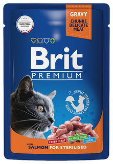 Влажный корм для кошек Brit Premium с лососем в соусе, 85 г Brit*