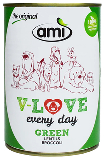 Консервы для собак ami V-love Every Day Green Веганский Чечевица и брокколи, 400 г