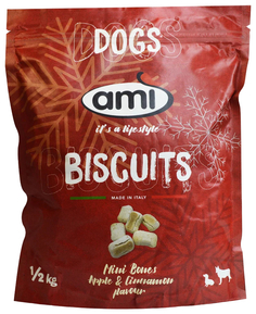 Лакомство для собак Ami Biscuits печенье гипоаллергенное, веганское, яблоко и корица 500 г