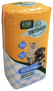 Пеленки для животных Home Story одноразовые с суперабсорбентом, 60x90 см, 10 шт