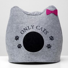 Домик для животных из войлока "Ушастик ONLY CATS", 46 х 46 х 43 см No Brand