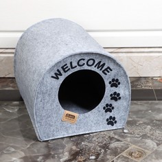 Домик для животных из войлока "Будка WELCOME", 33 х 33 х 45 см No Brand
