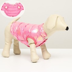 Куртка для собак двухсторонняя с утяжкой, размер 8 (ДС 23 см, ОГ 30, ОШ22 см), розовая No Brand
