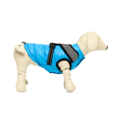 Куртка для собак со светоотражающей шлейкой, размер 14 (ДС 32, ОГ 42, ОШ 31), голубая No Brand