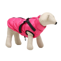 Куртка для собак со шлейкой, размер 14 (ДС 32 см, ОГ 42 см, ОШ 31 см), розовая No Brand