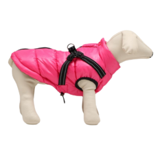 Куртка для собак со шлейкой, размер 16 (ДС 36 см, ОГ 46 см, ОШ 35 см), розовая No Brand