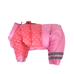 Комбинезон для собак с замком Горошек,размер 20 (ДС 43 см, ОГ 56 см, ОГ 41 см), розовая No Brand