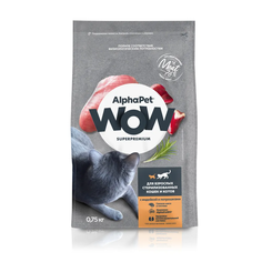 Сухой корм для кошек AlphaPet Wow Superpremium для стерилизованных, индейка, потрошки 750г