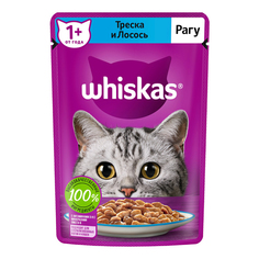 Влажный корм для кошек Whiskas рагу с треской и лососем, 75 г