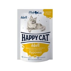 Влажный корм для кошек HAPPY CAT курочка ломтики в соусе, 24 шт по 100г
