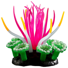 Декор для аквариума Анемон, силиконовый, святящийся в темноте, 7 х 7 х 9 см, розовый No Brand