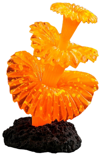 Декор для аквариума Коралл на платформе, силиконовый, 5 х 5 х 8 см, оранжевый No Brand