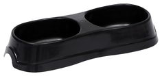 Миска двойная 28 х 12,5 х 5 см, чёрная, 2 шт по 0,3 л No Brand