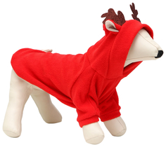 Толстовка Олень, для животных,XL, ДС 32-34, ОГ 46-48, ОШ 34 см, красный Пижон