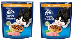 Сухой корм для кошек Felix Мясное объедение, курица, 2х600гр