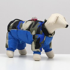 Комбинезон для собак Комбинезон принтованный с замком на спине, размер 16, синий No Brand