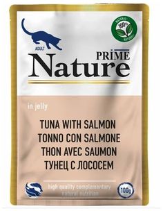 Корм влажный Prime Nature для кошек, тунец с лососем, в желе, пауч, 100 г P.R.I.M.E.
