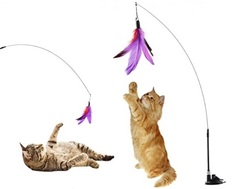 Интерактивная игрушка дразнилка ZooWell Teaser для кошек Удочка с пером на присоске