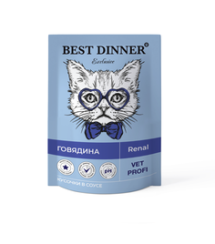 Корм для кошек Best Dinner Exclusive Vet Profi Renal кусочки в соусе Говядина, 24х85