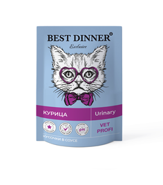 Корм для кошек Best Dinner Exclusive Vet Profi Urinary кусочки в соусе Курица, 24х85