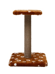 Когтеточка "Полка" с подставкой, 30 х 30 х 40 см, джут, коричневая с лапками No Brand