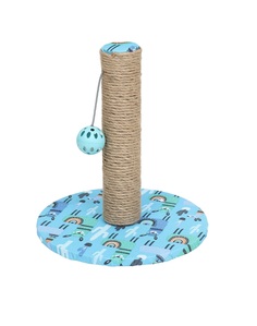 Когтеточка-столбик "Пижон" с шариком, 29 х 29 х 32см, джут, ткань ПВХ, бирюзовая No Brand