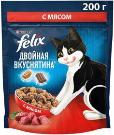 Сухой корм для кошек Felix Двойная вкуснятина, мясо, 200 г