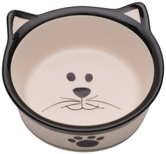 Миска керамическая «Подмигивающий кот», бело-черная, 150 мл Пижон