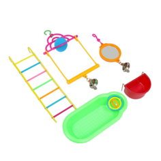 Longteng Набор игрушек для птиц (ванночка, кормушка, зеркальце, качели, лесенка), 35 х 28