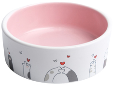 Пижон Миска керамическая "Весёлые котики", 12,5 x 4,5 cм, бежево-белая