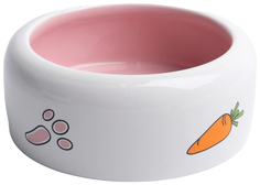 Пижон Миска керамическая "Заяц", 11 x 4,6 cм, розово-белая