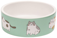 Пижон Миска керамическая "Котяры", 12,5 x 4,5 cм, бело-зелёная