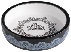 Пижон Миска керамическая с орнаментом, 12 х 3 см, 150 мл, бежево-черная