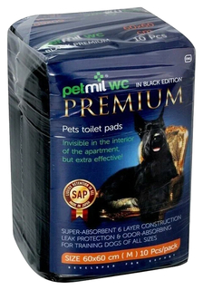 Пеленки BLACK Premium впитывающие гелевые, 60х60 см (в наборе 10 шт) Petmil