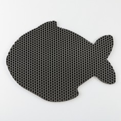 Пушистое счастье Коврик под миску и лоток «Рыбка», серый, 42х32 см
