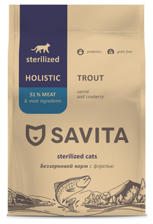 Сухой корм для кошек SAVITA Sterilized Cat форель 5 кг