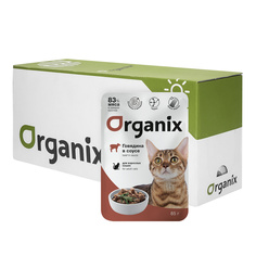Влажный корм для кошек Organix для взрослых говядина в соусе 24 шт по 85 г