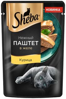 Влажный корм для кошек Sheba Нежный паштет в желе с курицей, 75 г