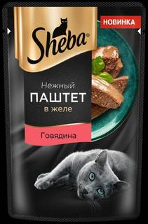Влажный корм для кошек Sheba Нежный паштет в желе с говядиной, 75 г