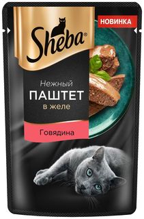 Влажный корм для кошек Sheba Нежный паштет в желе с говядиной, 75 г