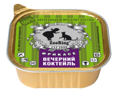 Консервированный корм для кошек ZooRing паштет Вечерний коктейль 100 гр*16